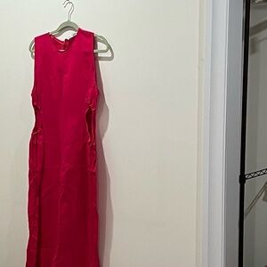 Zara Vibrant Pink Linen Maxi Dress